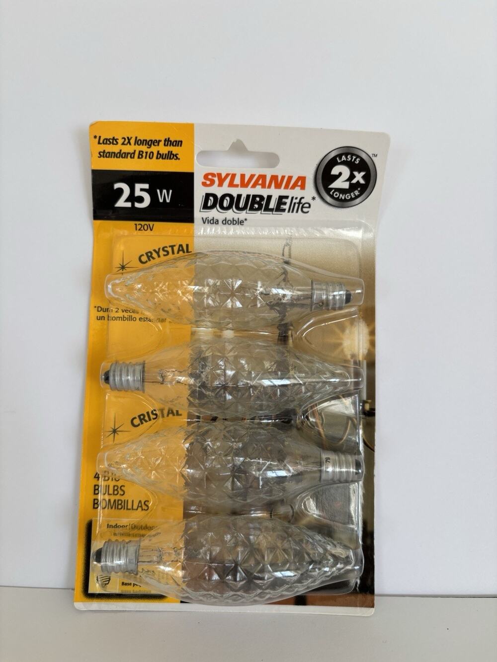 Sylvania Double Life 25W B10 Clear Crystal Bulbs 4 Pack VTG NEW SEALED